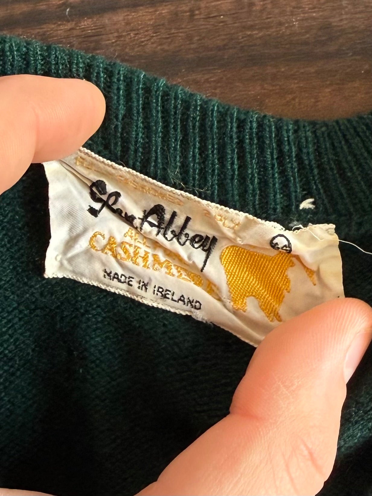 Vintage Green Made In Ireland Cashmere Sweater- L