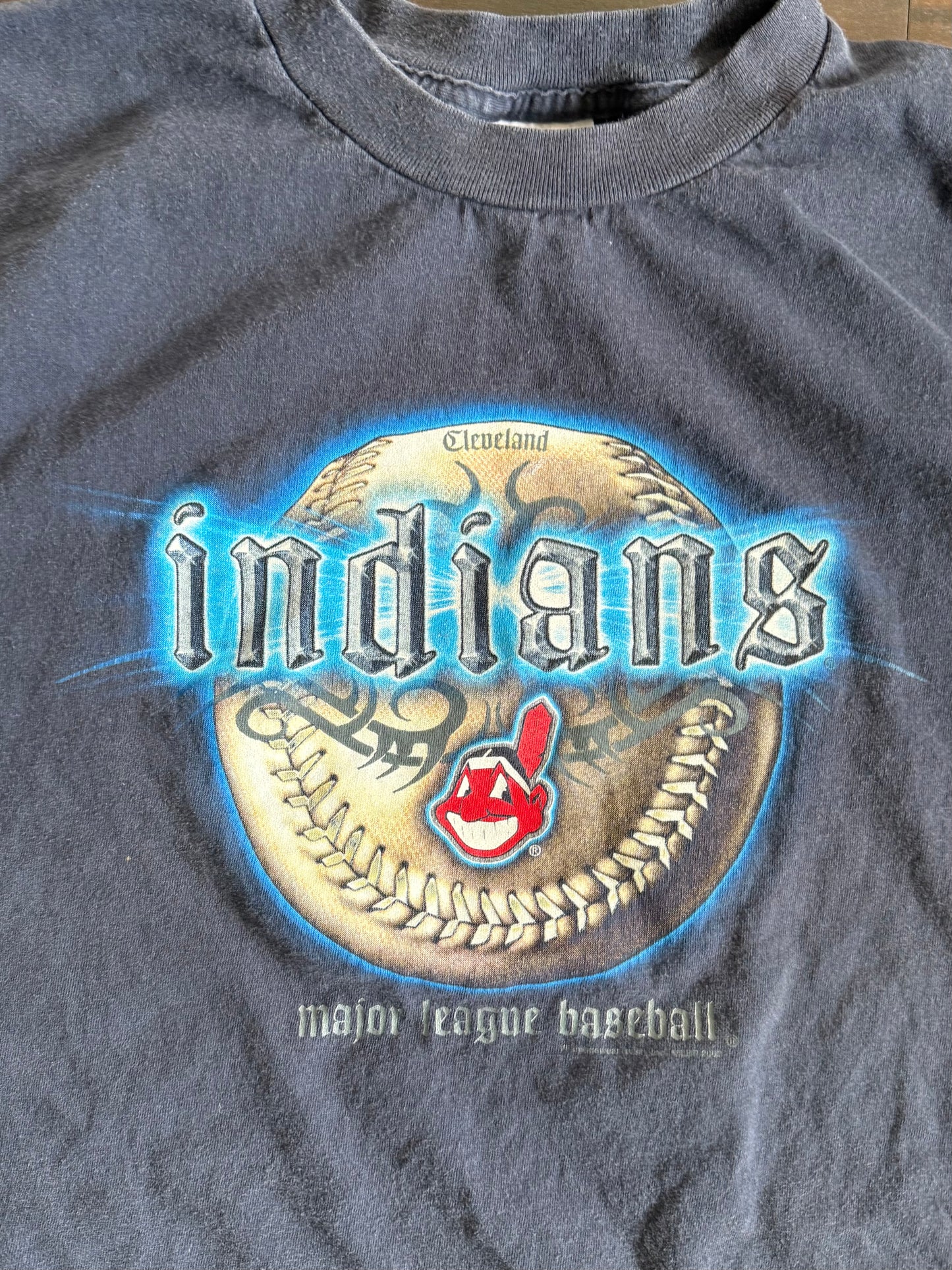 Vintage Cleveland Indians Lightning Script Spell Out MLB T-Shirt- XXL