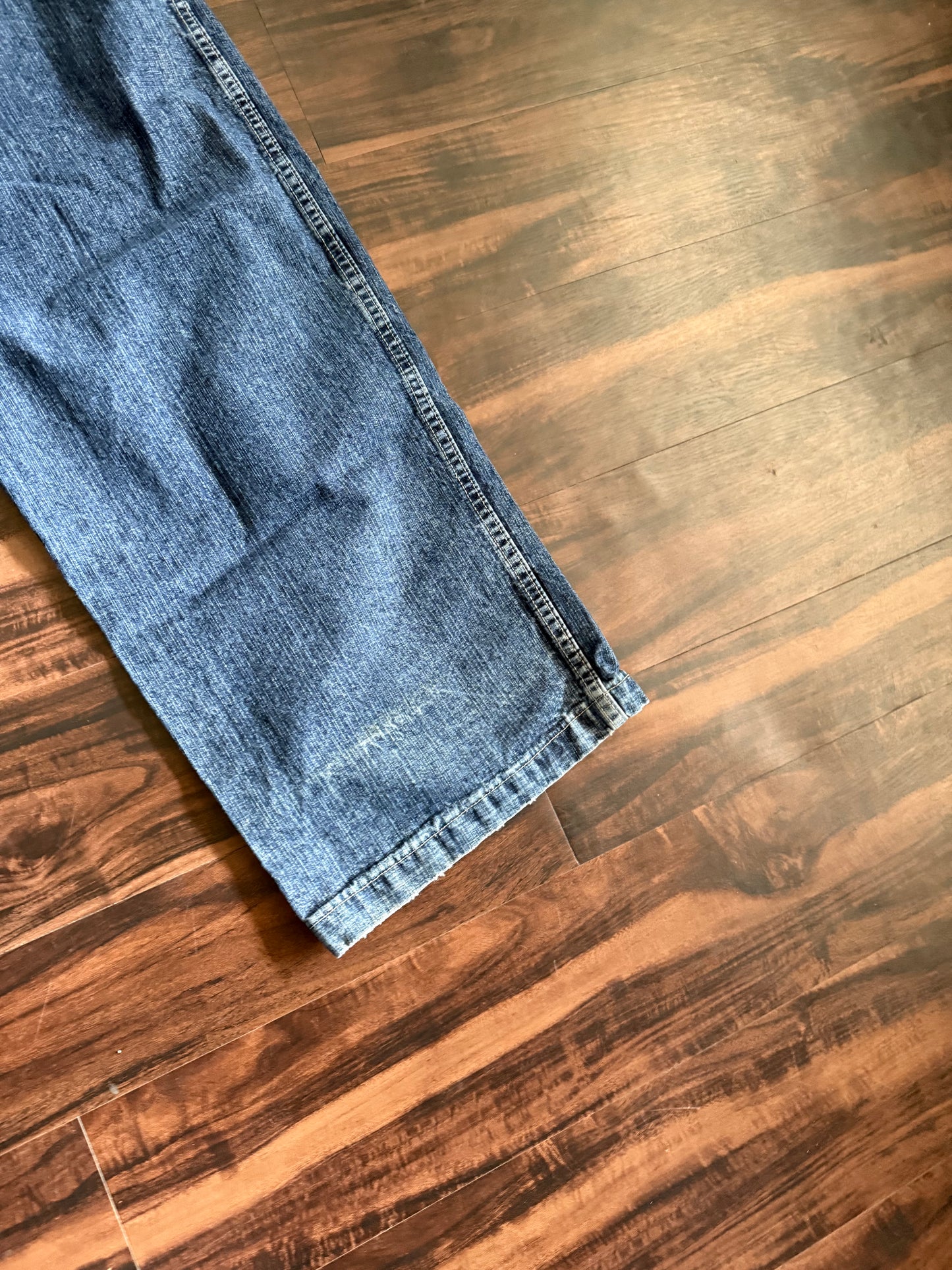 Vintage Y2K JNCO Dark Wash Embroidered Tribal Denim Blue Jeans- 32x33
