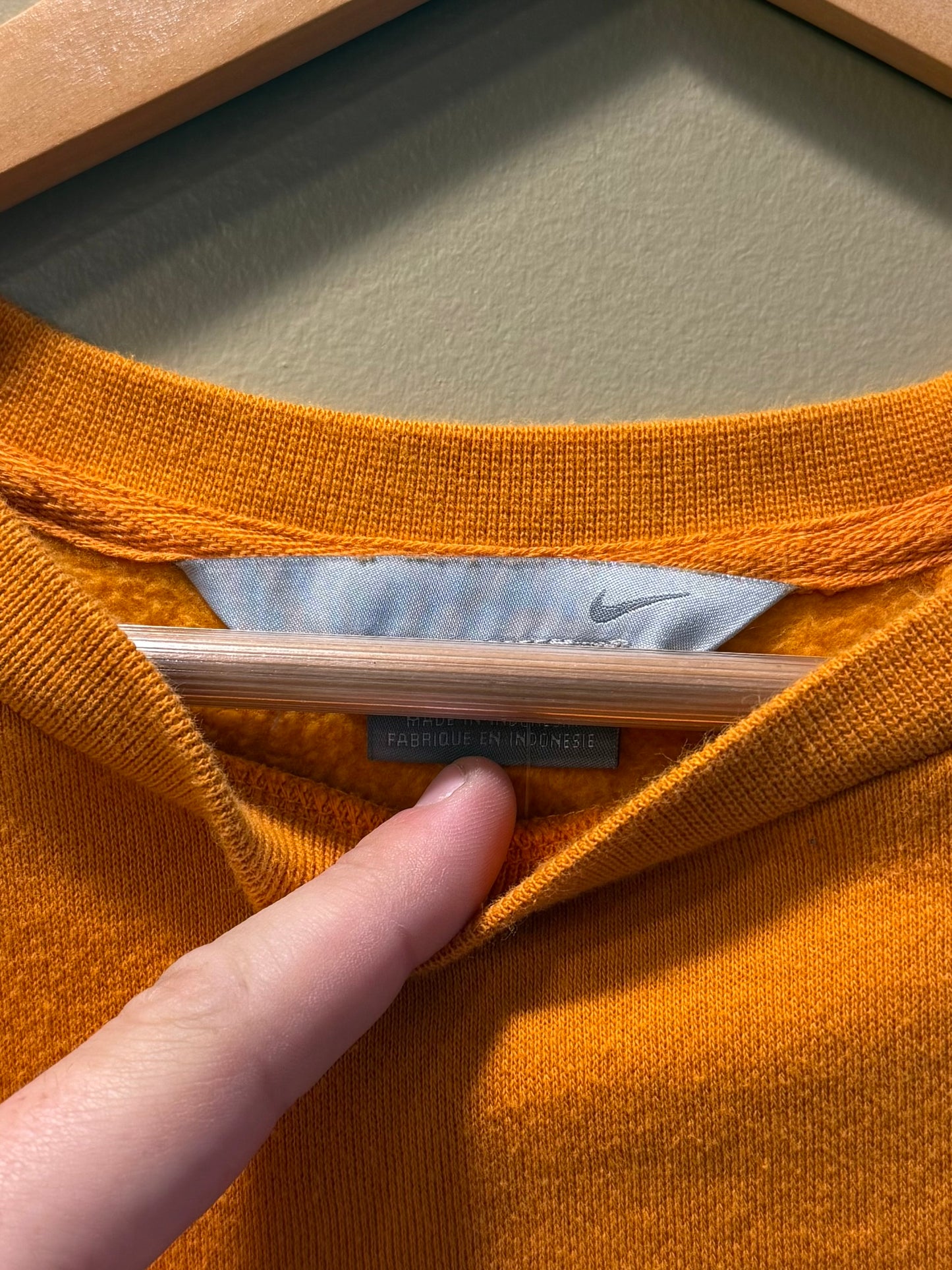 Vintage Y2K Nike Orange Embroidered Check Crewneck Sweatshirt- XL