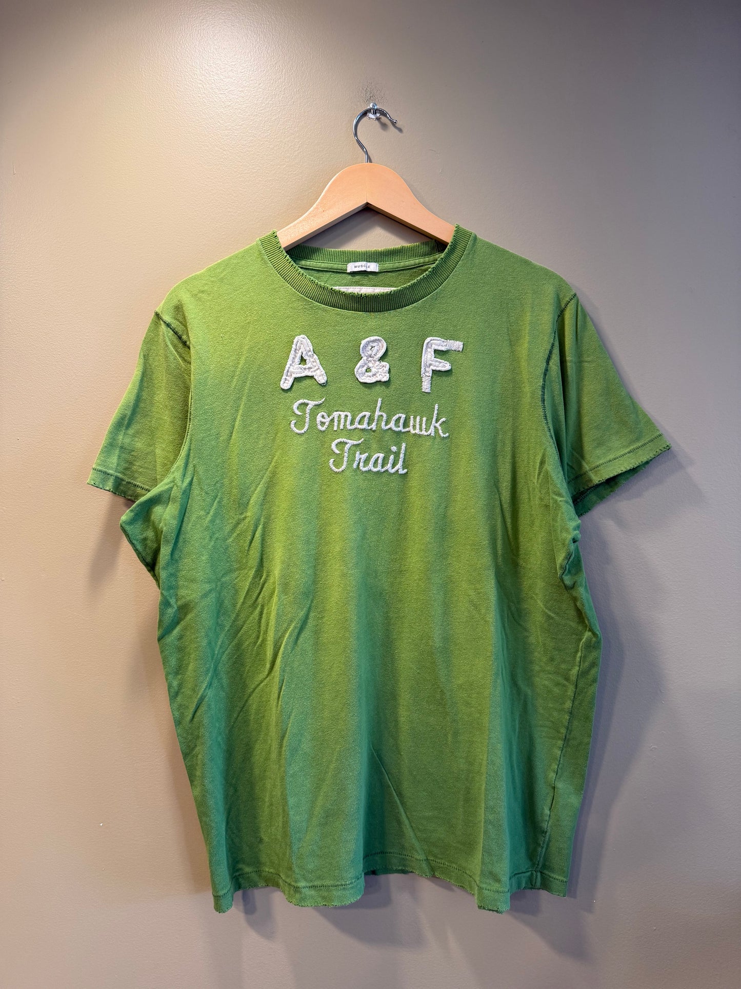 Vintage Abercrombie & Fitch Green Tomahawk Trail T-Shirt- L/XL