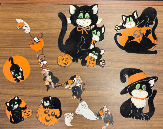 Vintage 70s Felt Paper Halloween Decorations