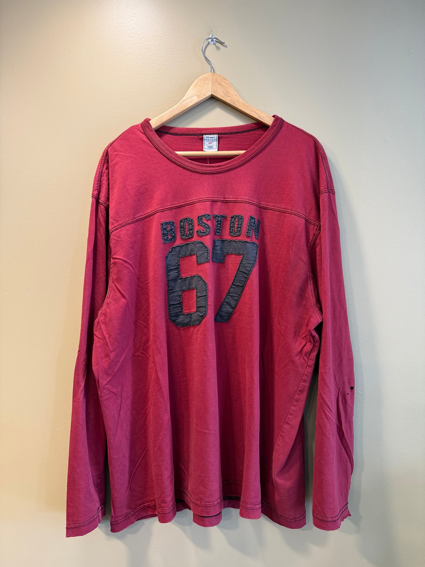 Vintage Old Navy Boston 67 Red Long Sleeve T-Shirt- M
