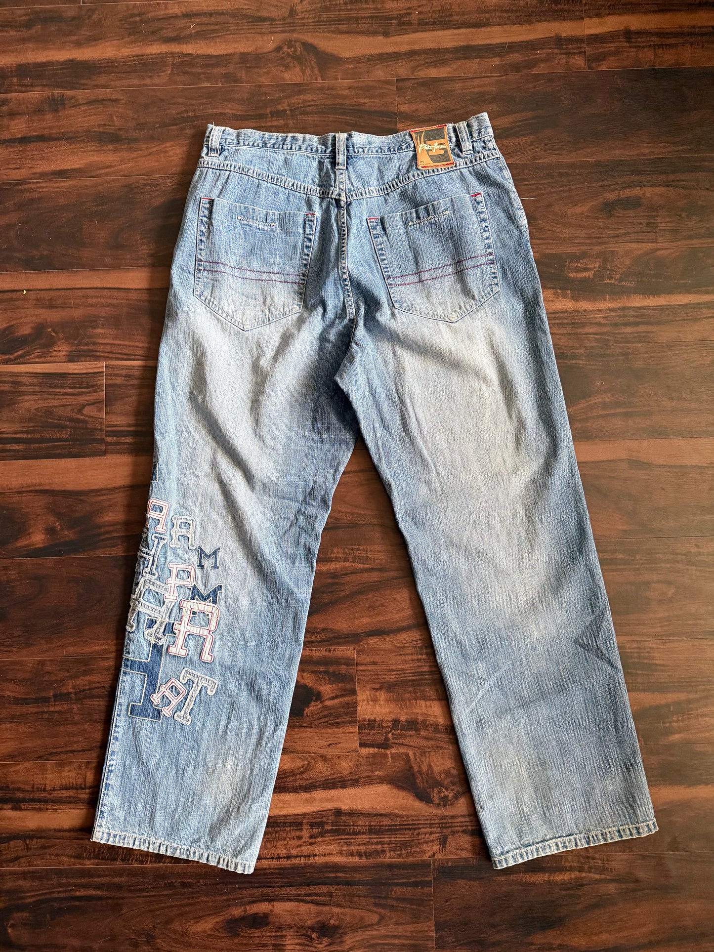 Vintage Y2K Phat Farm Patchwork Lettering Denim Jeans- 36x33