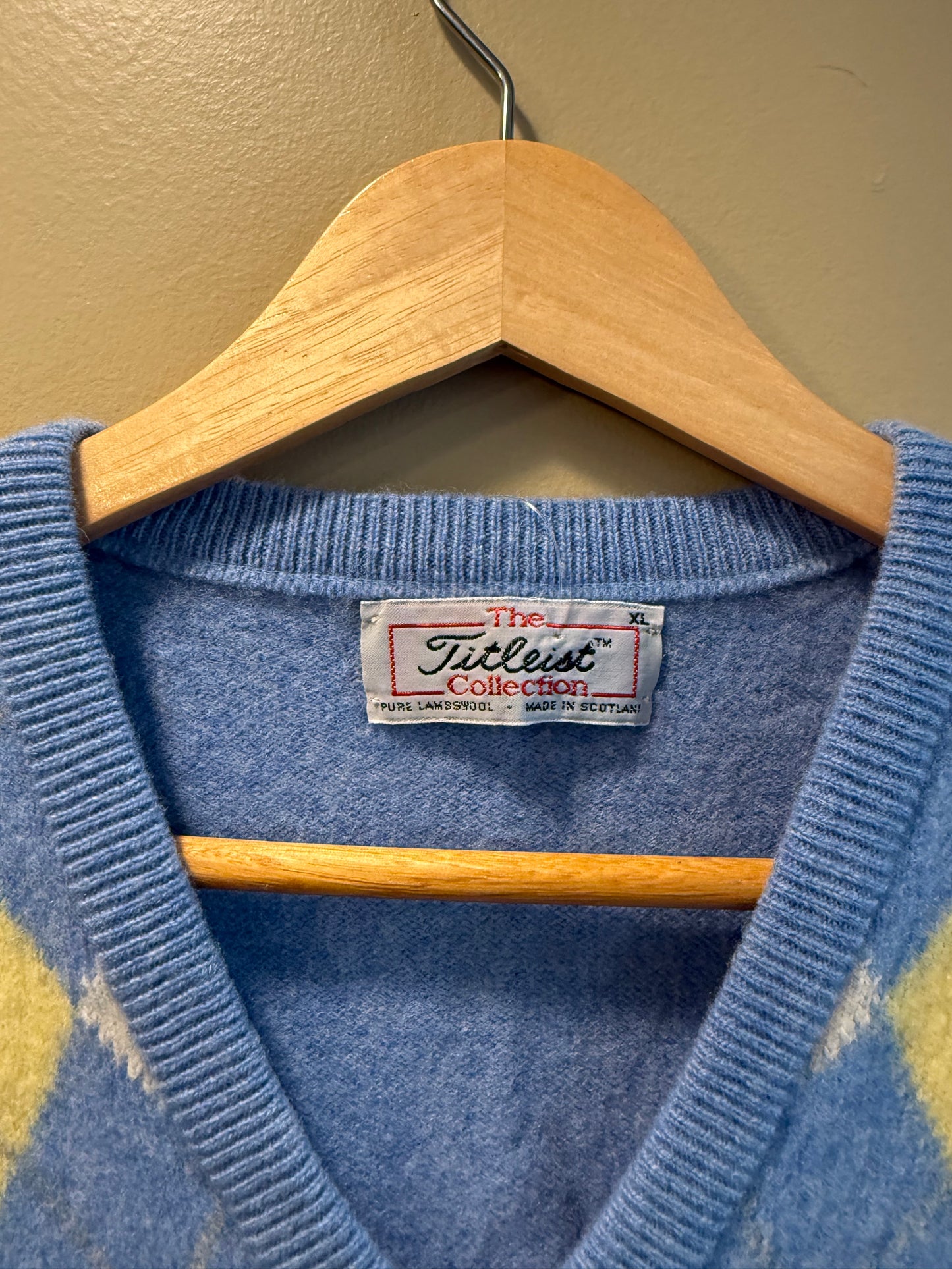 Vintage Titleist 100% Lambswool Argyle Sweater Vest- M