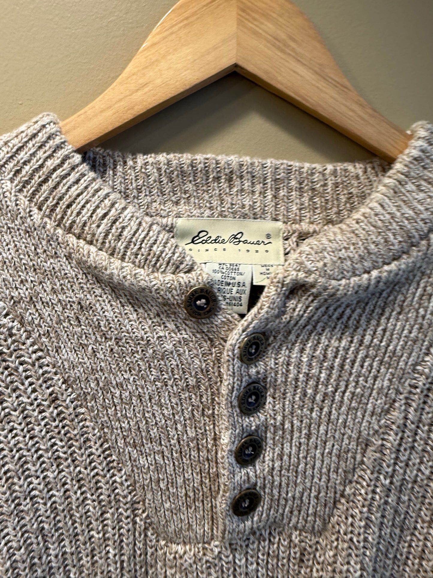 Vintage Eddie Bauer Cotton Knit Button-Up Sweater- XL