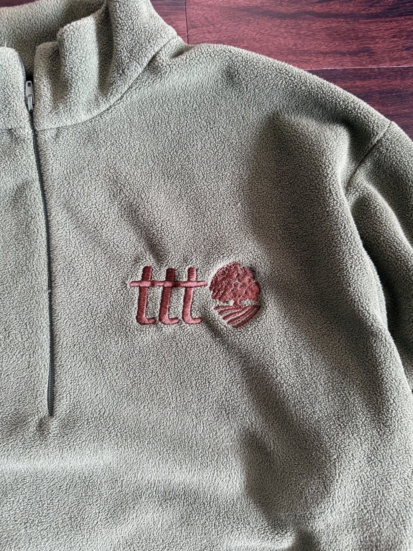 The Thrifting Tree Green Collared Fleece Jacket- L