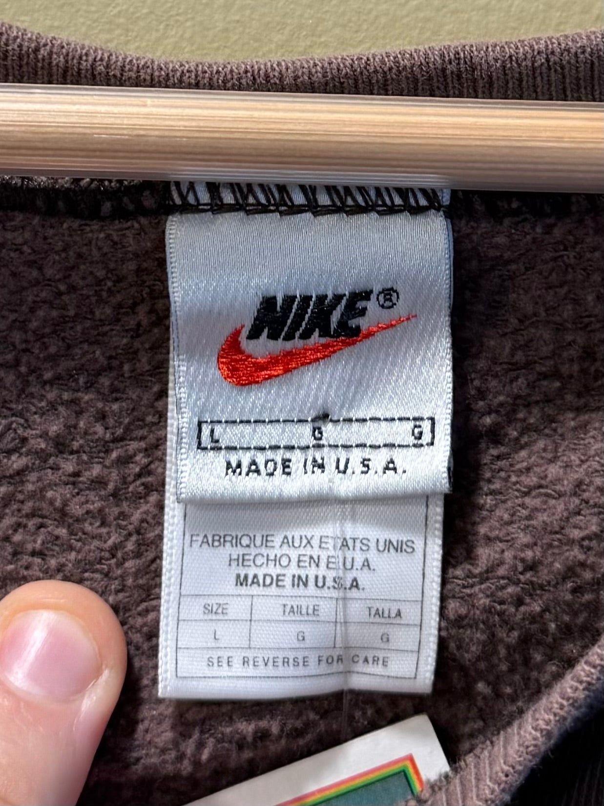 Vintage Nike Brown Swoosh Crewneck Sweatshirt- L/XL