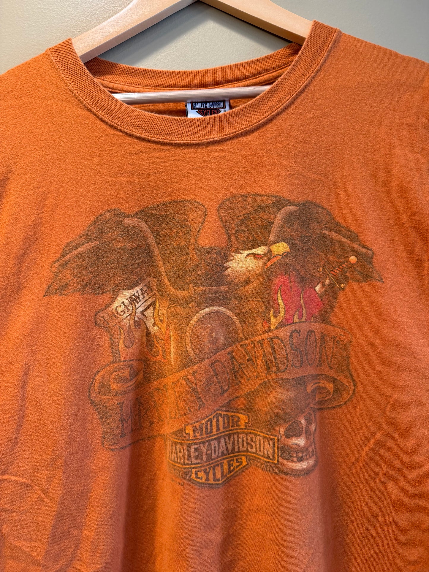 Vintage Harley Davidson Orange Eagle T-Shirt- XL