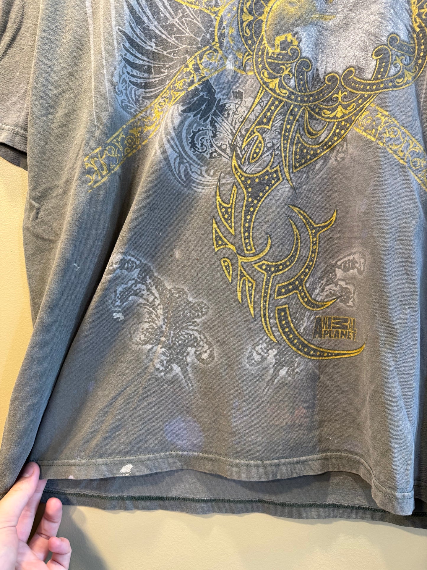 Vintage Bald Eagle Tribal Gray T-Shirt- XL