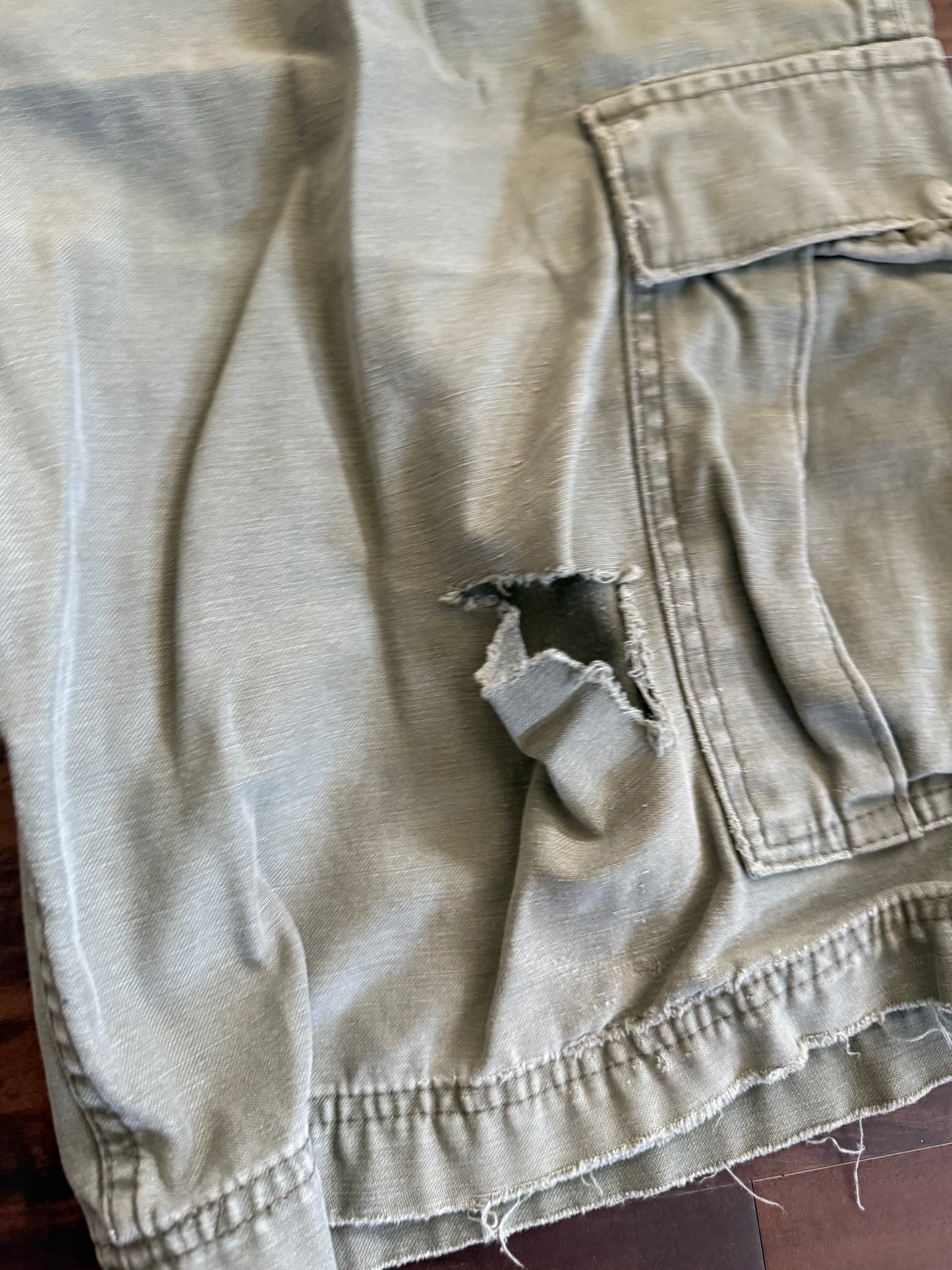 Vintage Green Military Surplus Style Cargo Shorts- 32