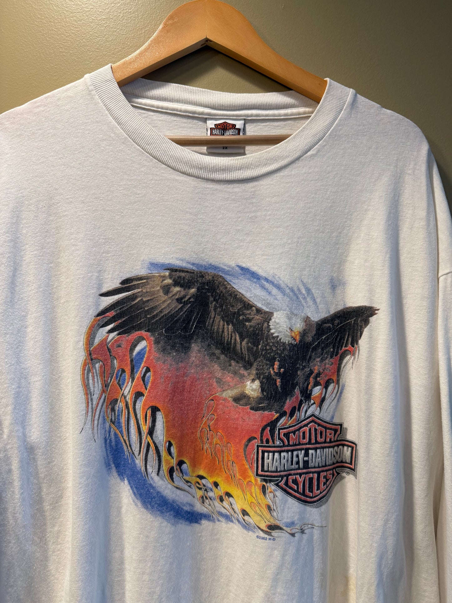 Vintage Harley Davidson Motorcycles Flames Long Sleeve T-Shirt- XXL