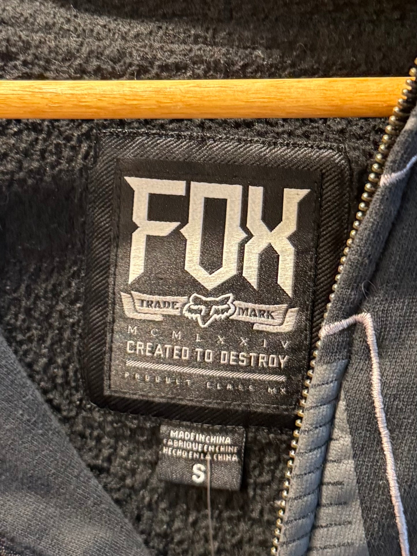 Vintage Fox Racing Black & Blue Embroidered Zip-Up Hoodie Sweatshirt- S