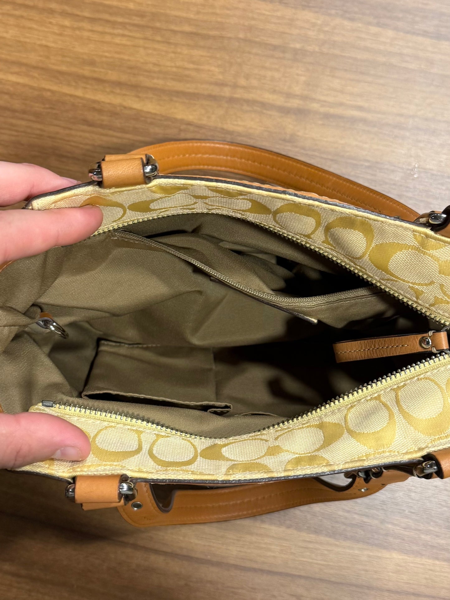 Vintage Coach F13077 Hampton Signature Yellow Tote Shoulder Bag