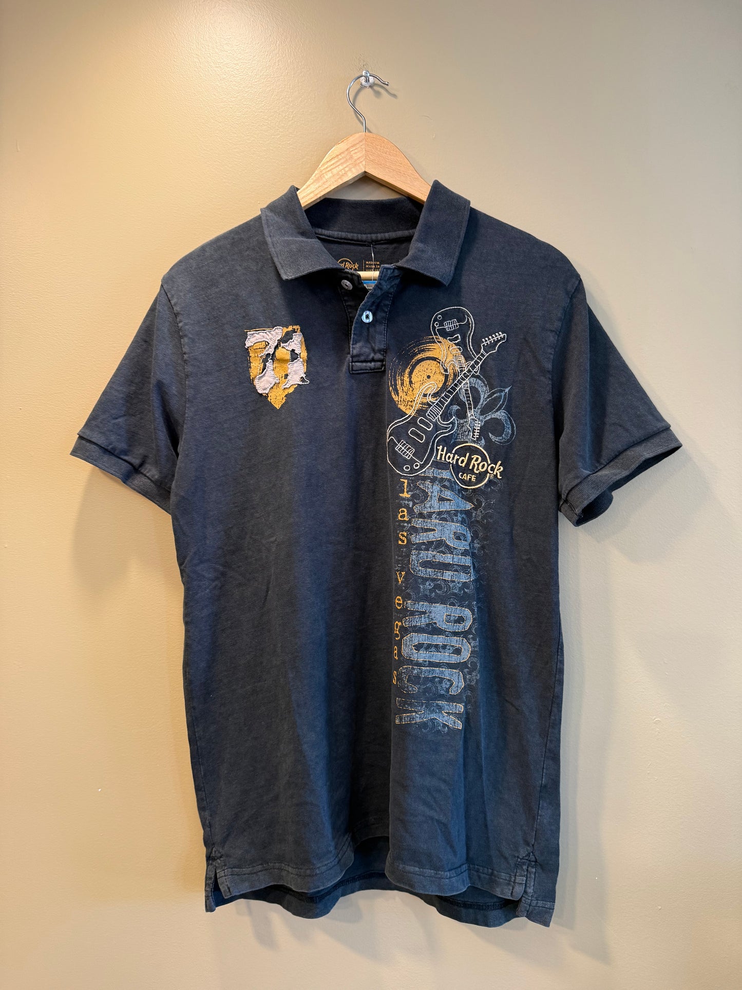 Vintage Y2K Hard Rock Cafe Las Vegas Black Polo Shirt- M