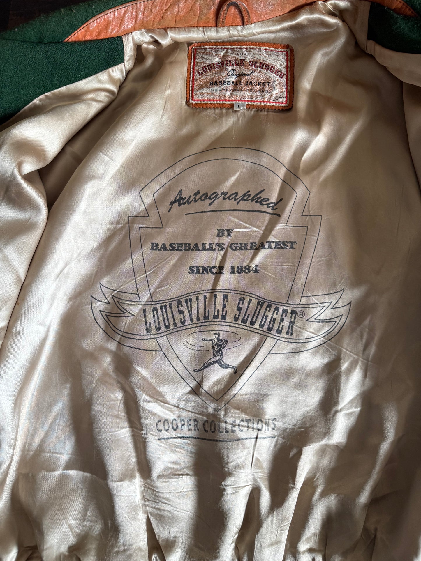 Vintage Louisville Slugger Leather & Wool Baseball Varsity Jacket- L