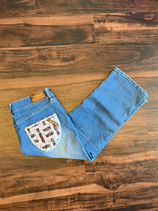 Vintage Luxirie Quilt Pocket Capri Denim Pants- 32