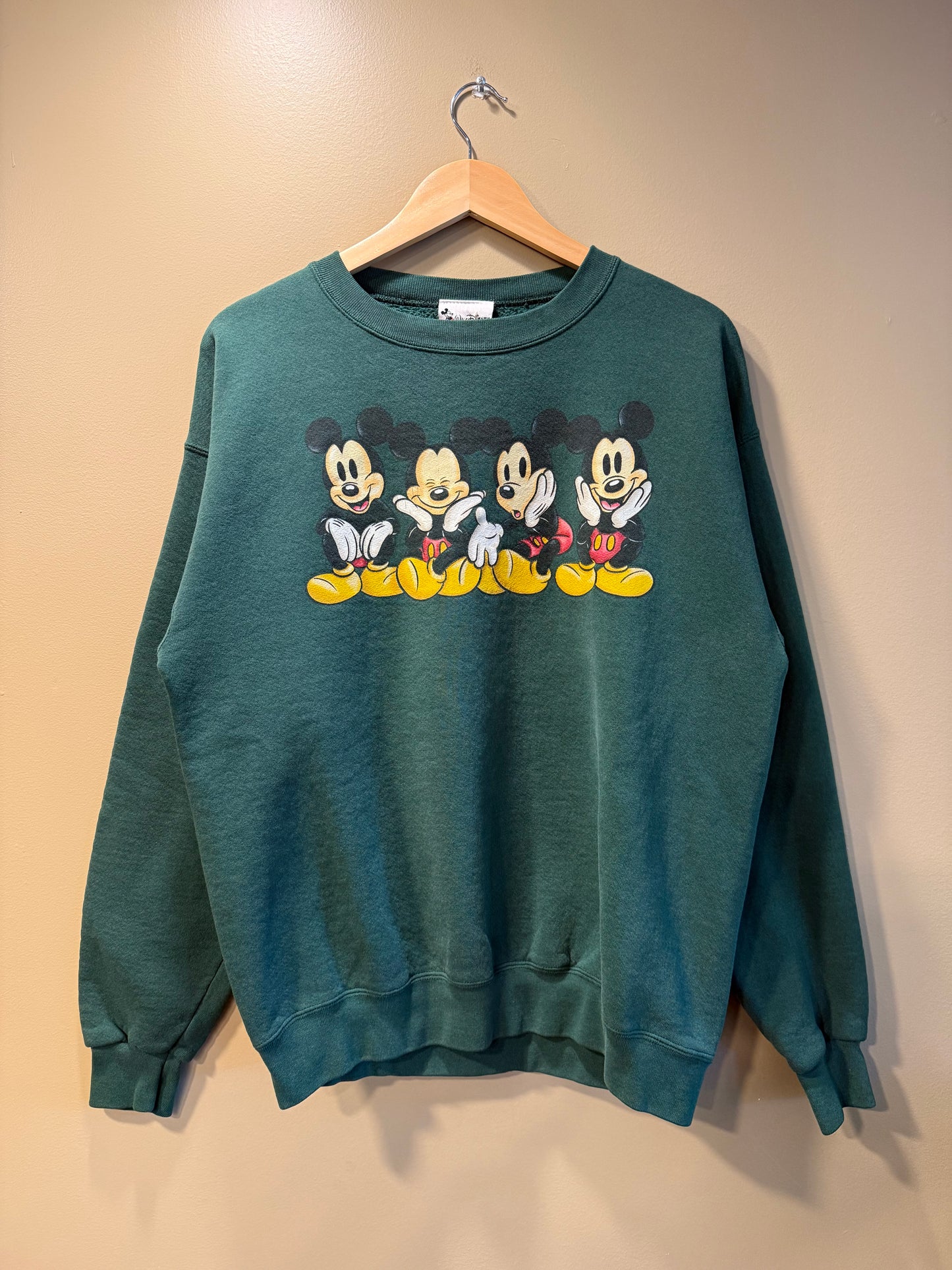 Vintage Disney Mickey Mouse Green Crewneck Sweatshirt- M