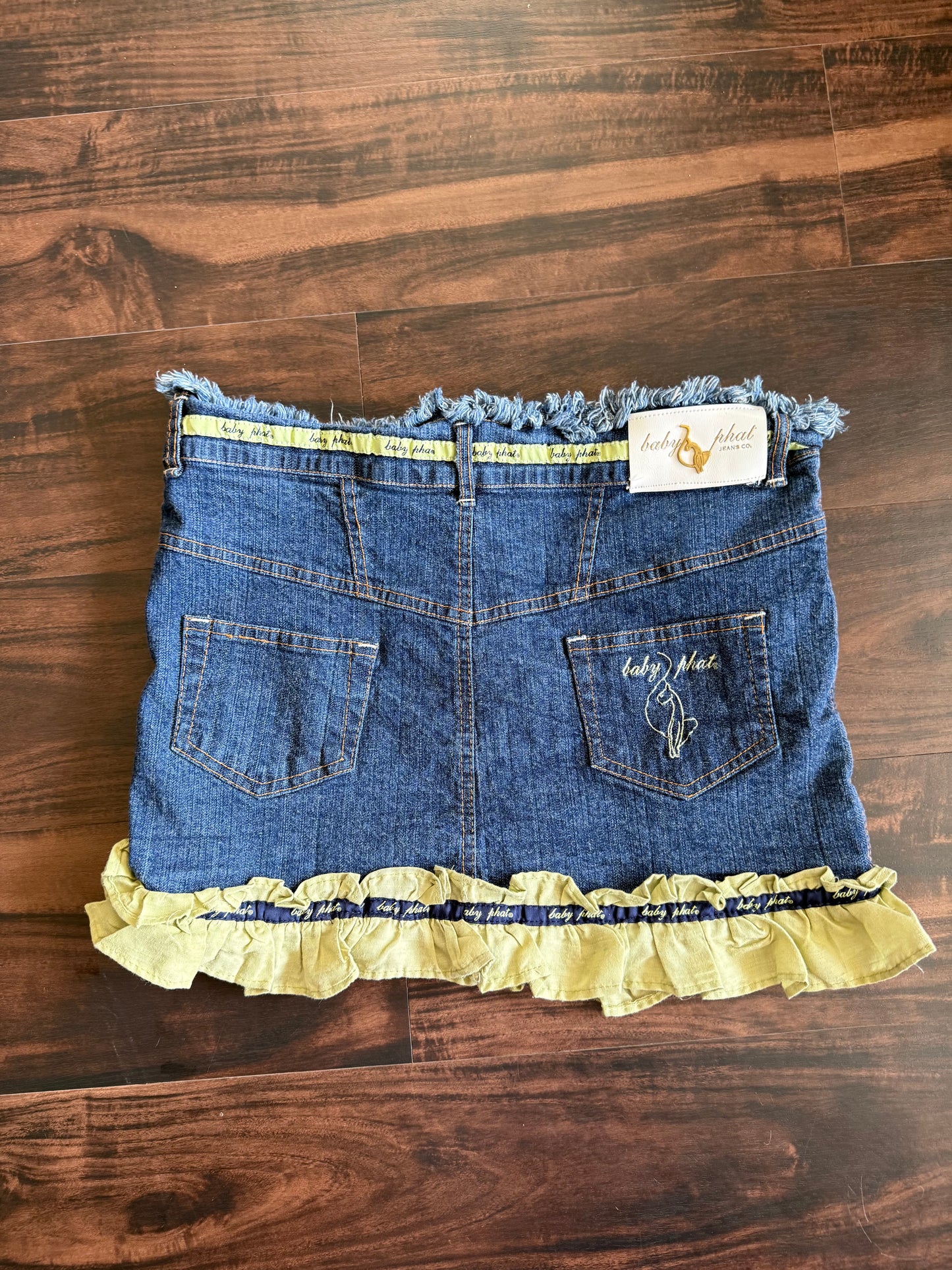 Vintage Y2K Phat Farm Ruffled Denim Skirt- 31