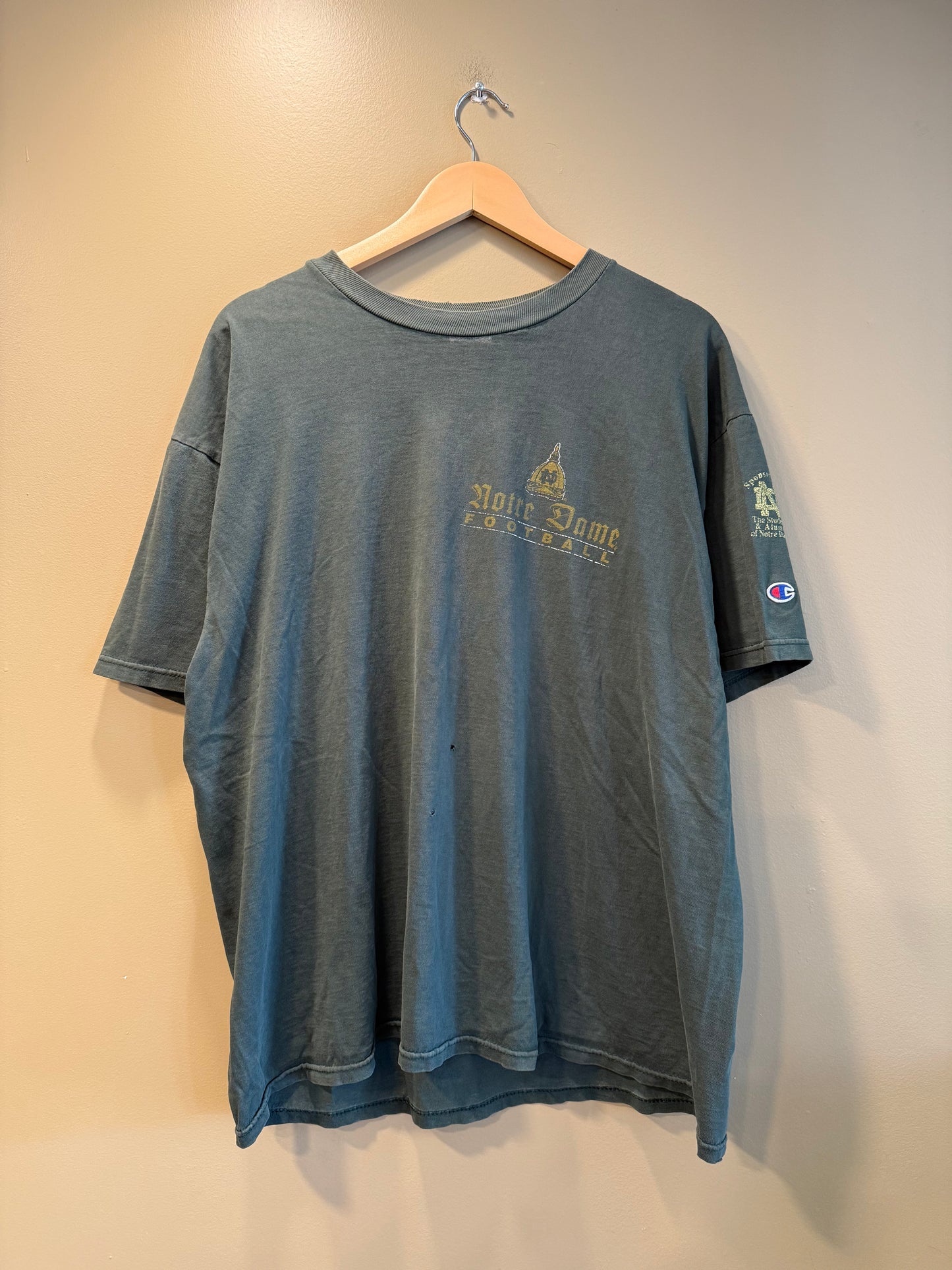 Vintage University of Notre Dame Green Football T-Shirt- XL