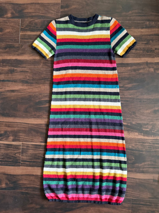 Vintage Amano Rainbow Striped Alpaca Wool Sleeved Dress- S