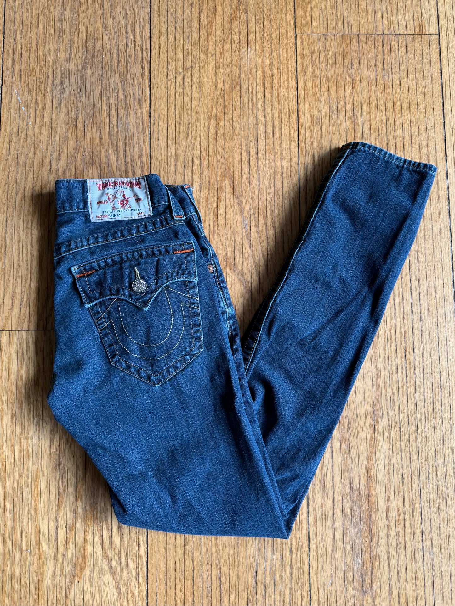 Vintage True Religion Skinny Fit Dark Wash Blue Denim Jeans- 29x32