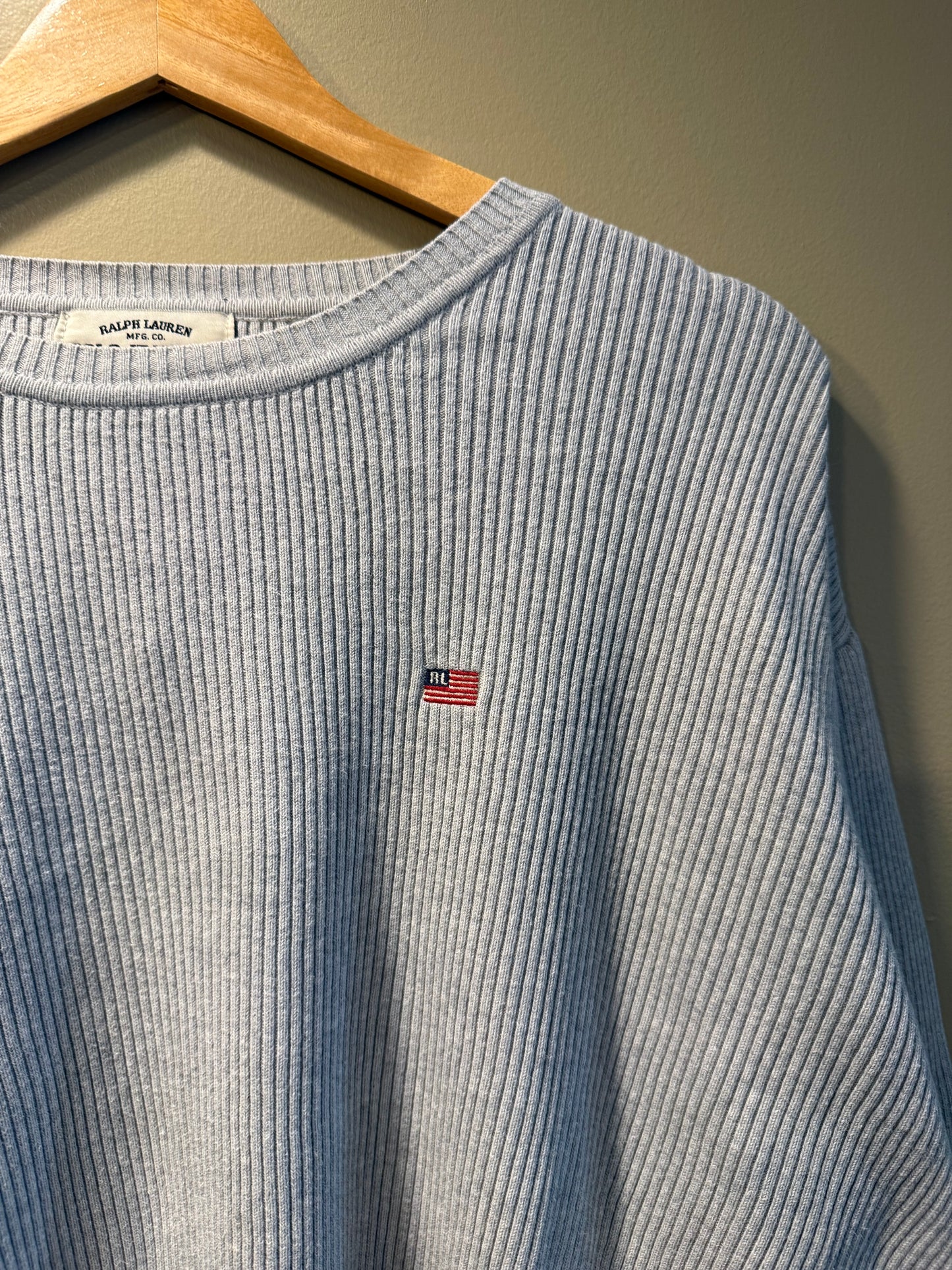 Vintage Polo Ralph Lauren Jeans Co. Ribbed Gray Sweater- L