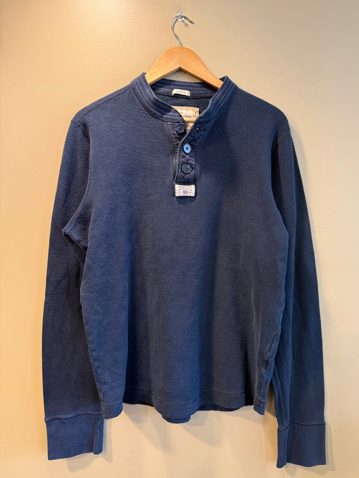 Vintage Abercrombie & Fitch Navy Blue Thermal Longsleeve T-Shirt- XL