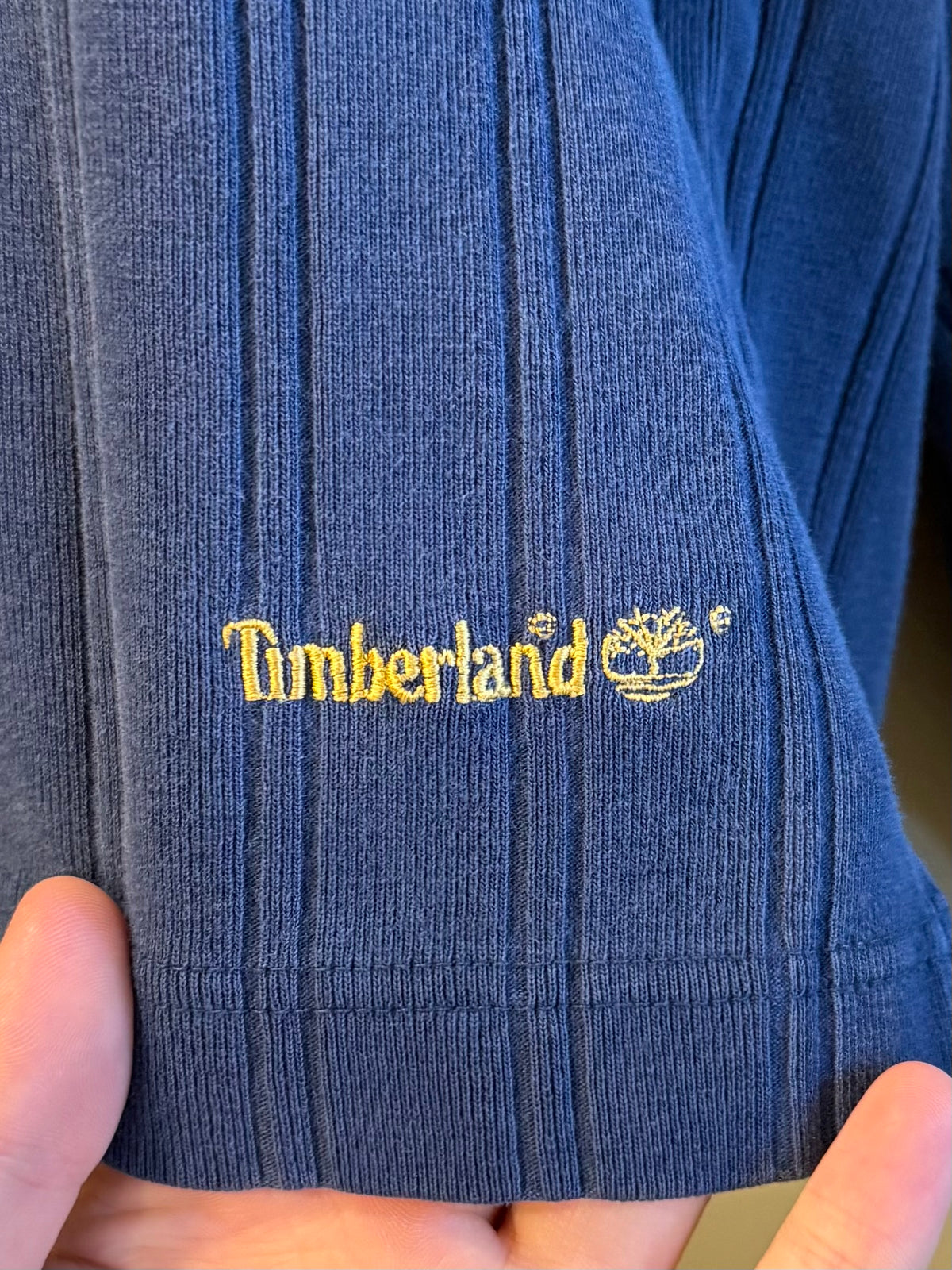 Vintage Timberland Blue V-Neck Ribbed Sweater- L
