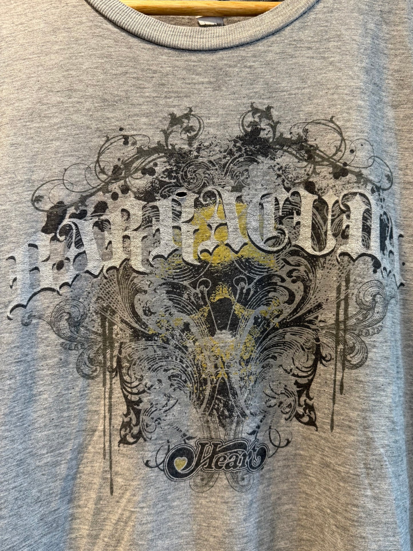 Vintage Y2K Heart Band Tee Barracuda Cut Off Gray Tank Top- M