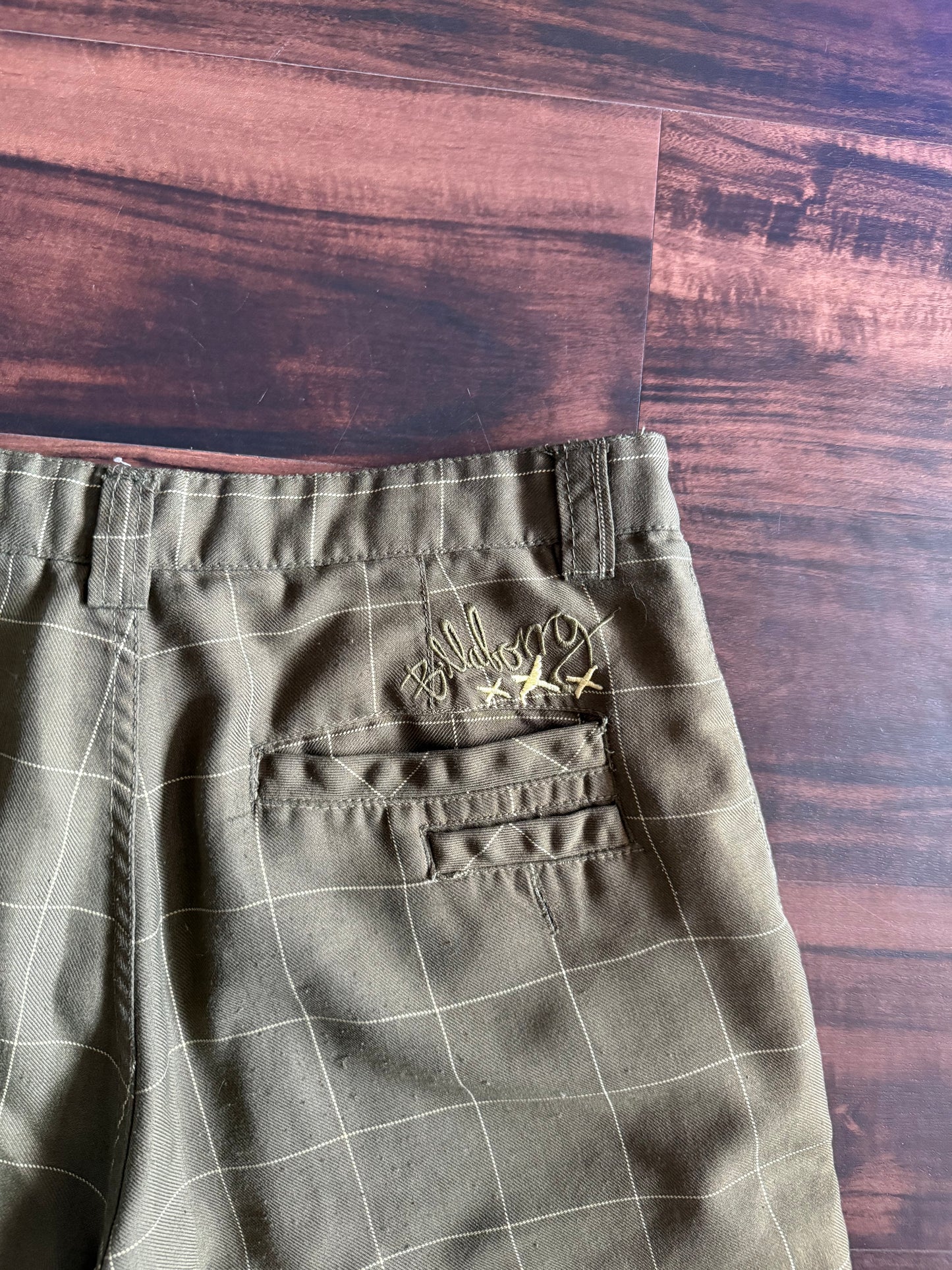 Vintage Billabong Green Checkered Cotton Shorts- 32