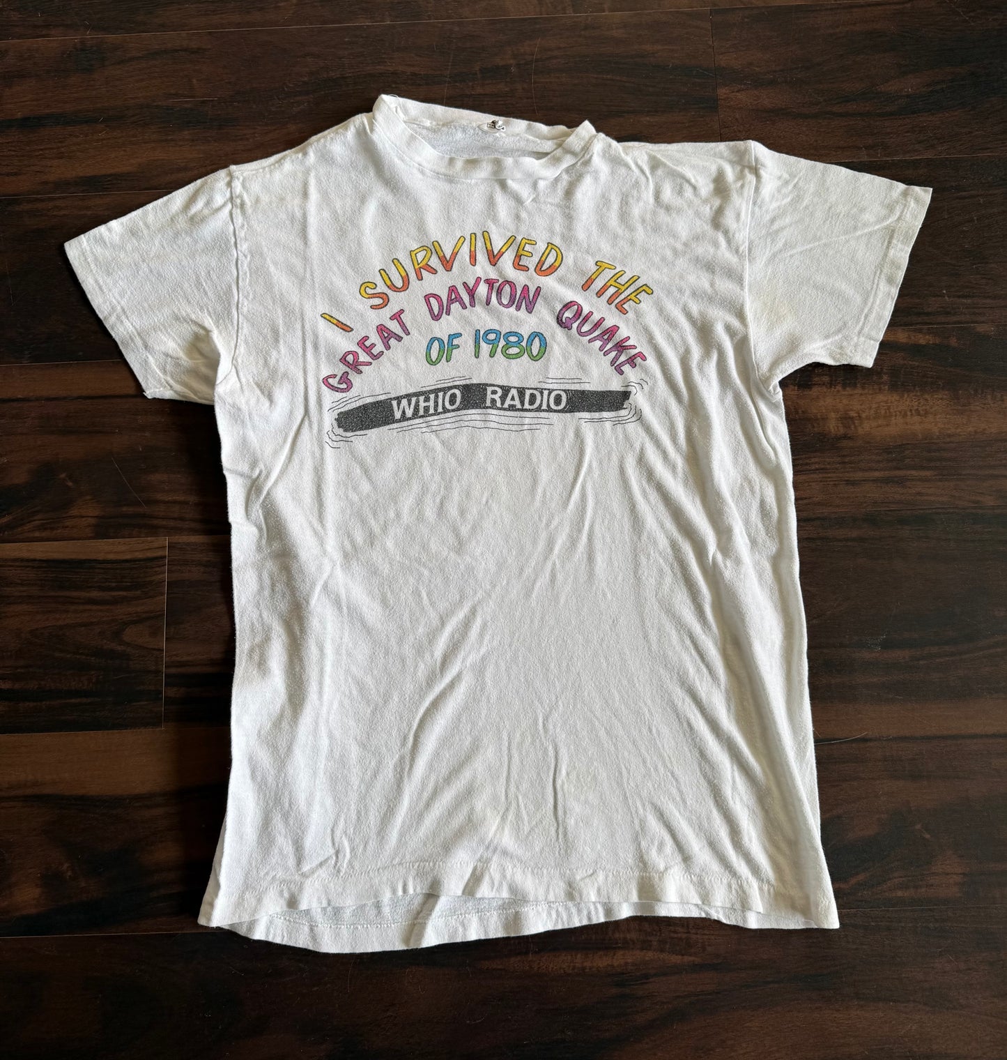 Vintage I Survived The Great Dayton Quake Of 1980 WHIO Radio T-Shirt- S