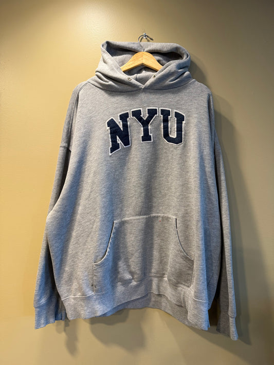 Vintage New York University Gray Hoodie Sweatshirt- XXL