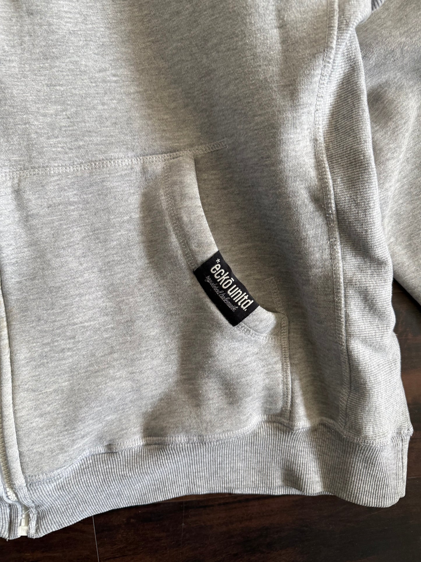 Vintage Ecko Unlimited Gray Zip-Up Heavyweight Hoodie Sweatshirt- XL