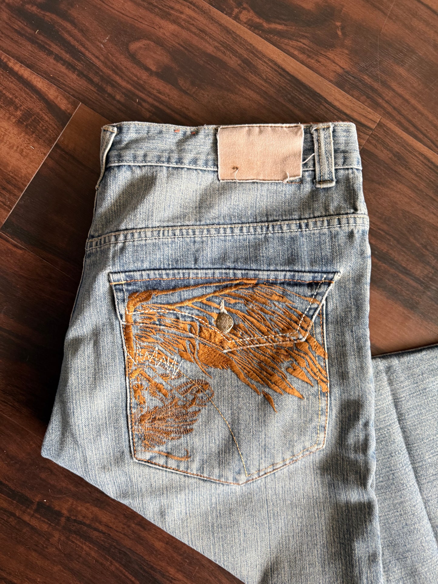 Vintage Y2K Jinzu Jeans Light Wash Embroidered Denim Jeans- 38x32