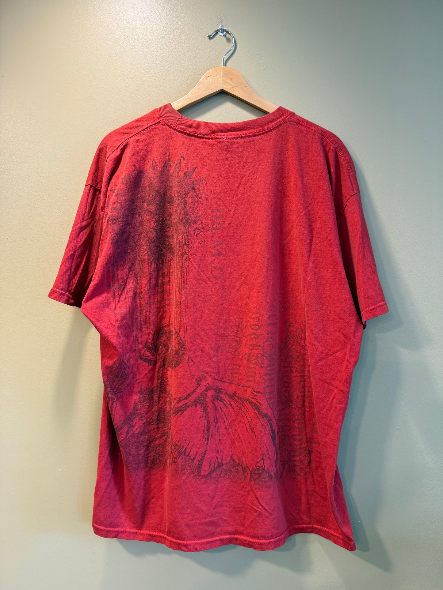 Vintage Y2K Red Bat Skull T-Shirt- XL