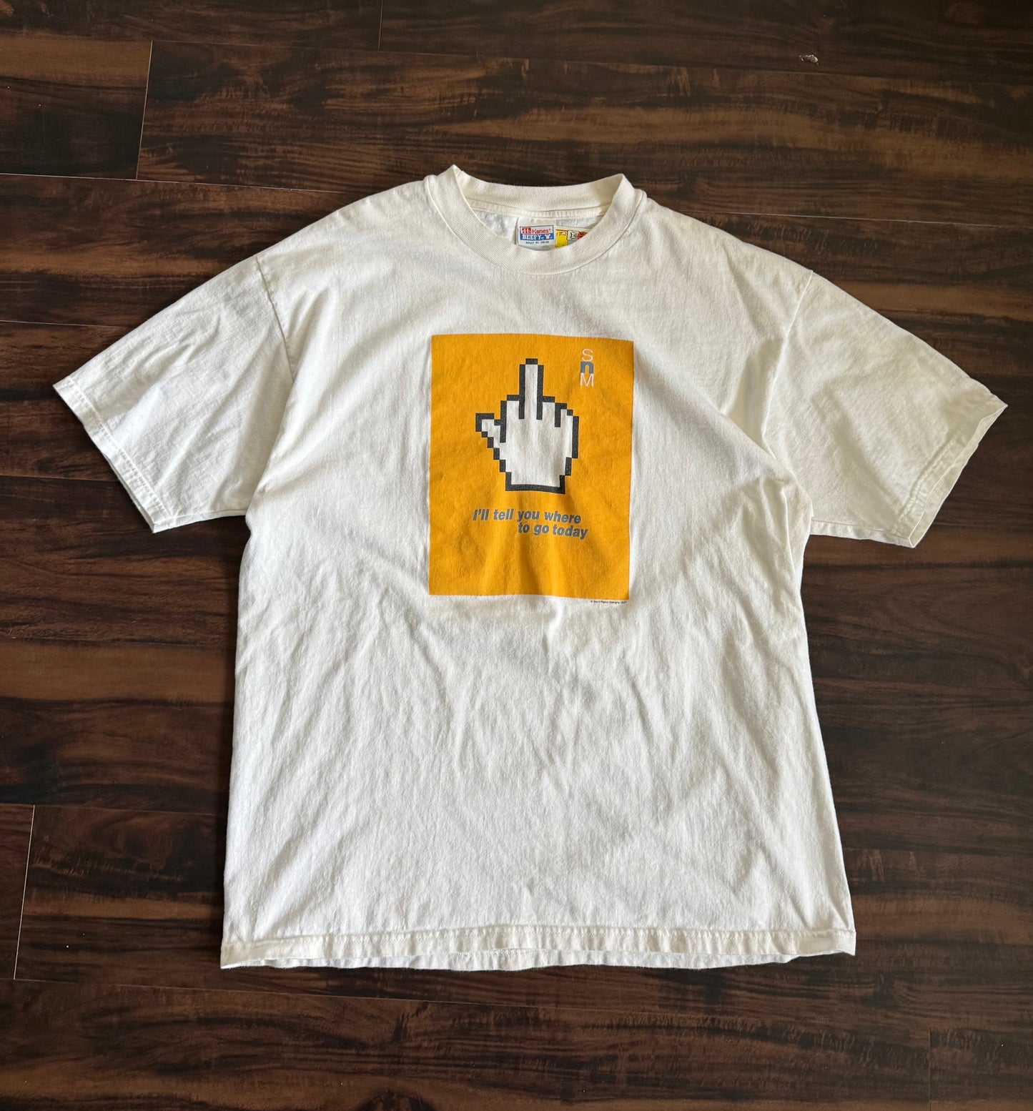 Vintage Y2K Don’t Panic Computer Middle Finger T-Shirt- L