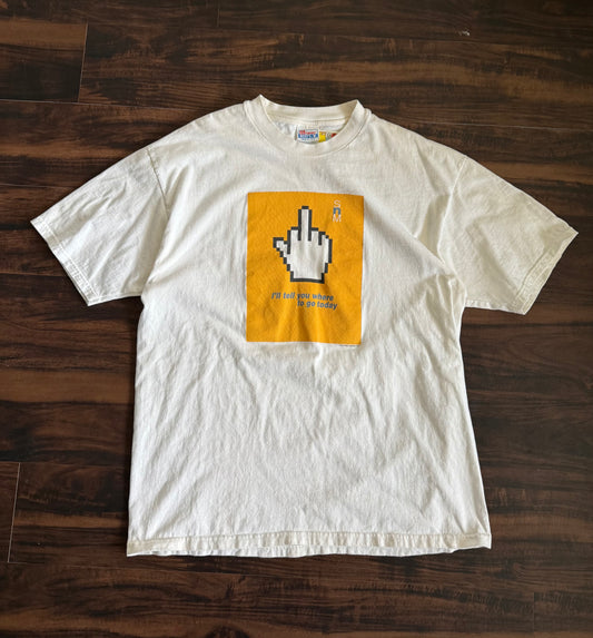 Vintage Y2K Don’t Panic Computer Middle Finger T-Shirt- L