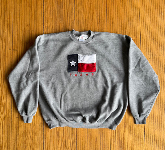 Vintage Texas State Flag Gray Crewneck Sweatshirt- XXL