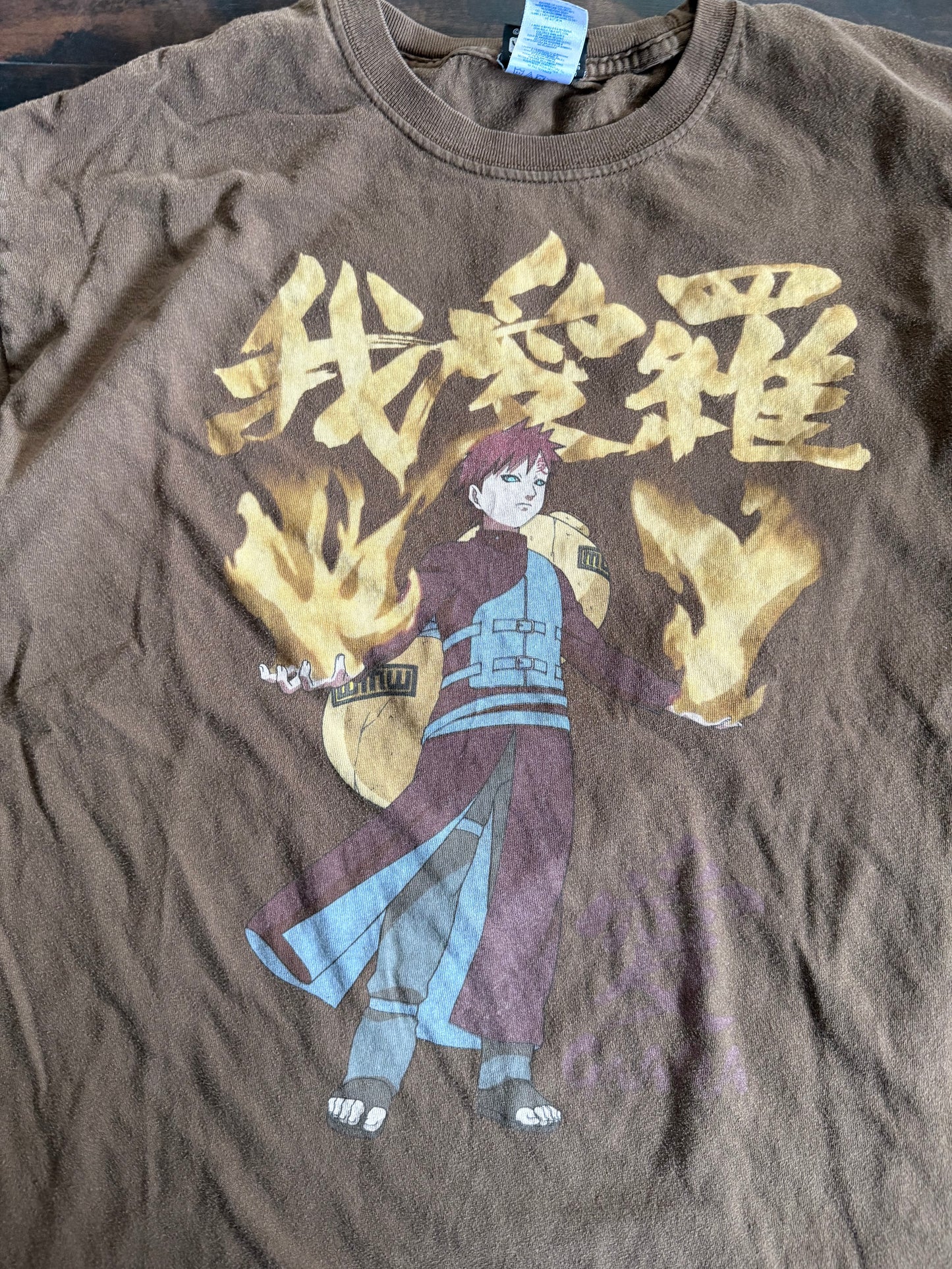 Vintage Naruto Shippuden Gaara Brown Anime T-Shirt- L