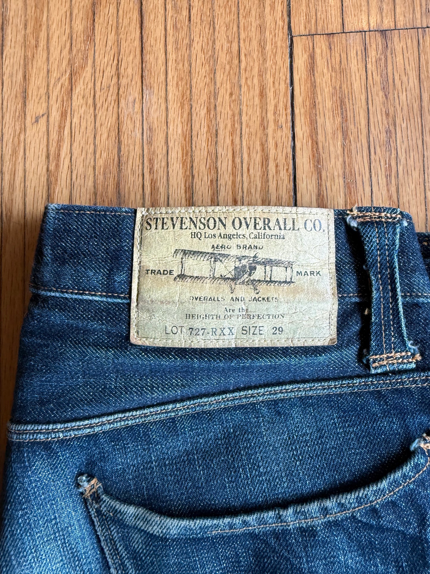 Vintage Stevenson Overall Co. Japanese Selvedge Denim Dark Wash Button Fly Blue Jeans- 29x29