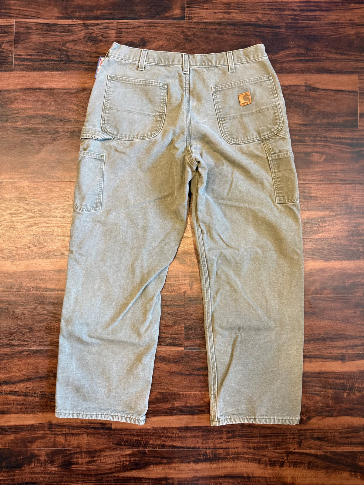 Vintage Carhartt Olive Green Flannel Lined Carpenter Pants- 34x30