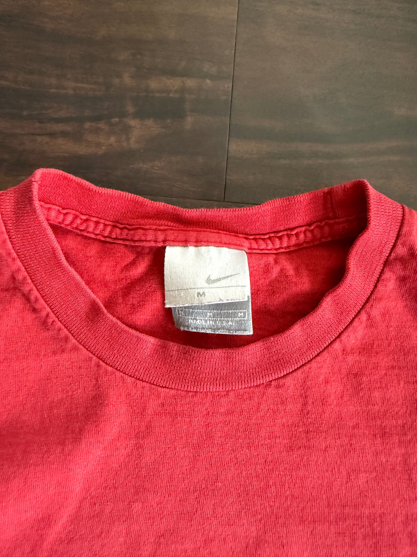 Vintage Nike Red Striped Logo T-Shirt-M
