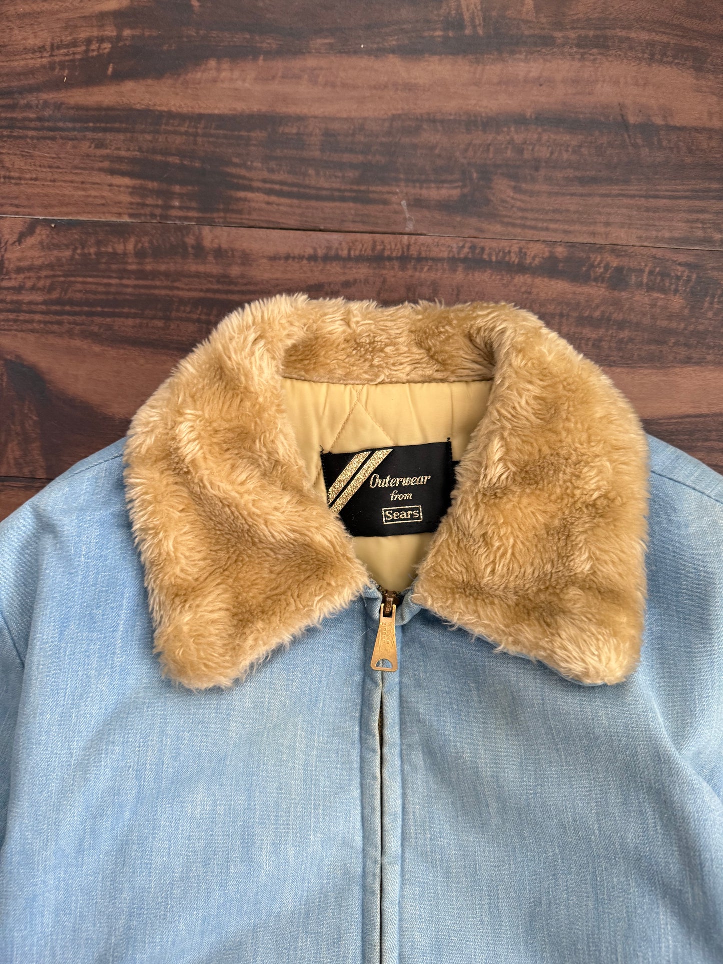 Vintage ‘70s Sears Outerwear Light Blue Shearling Jacket- S