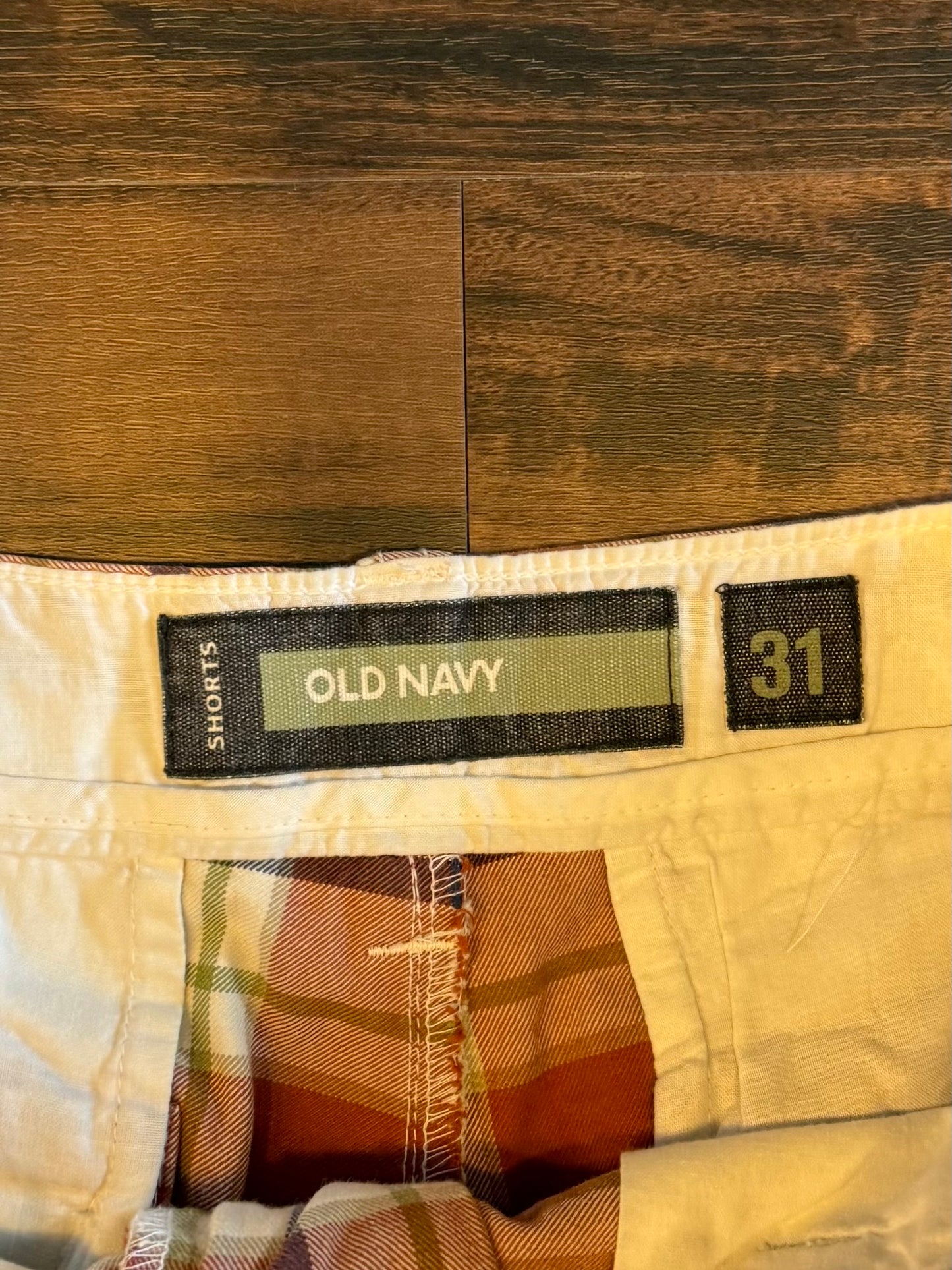 Vintage Old Navy Orange Checkered Cargo Shorts- 32