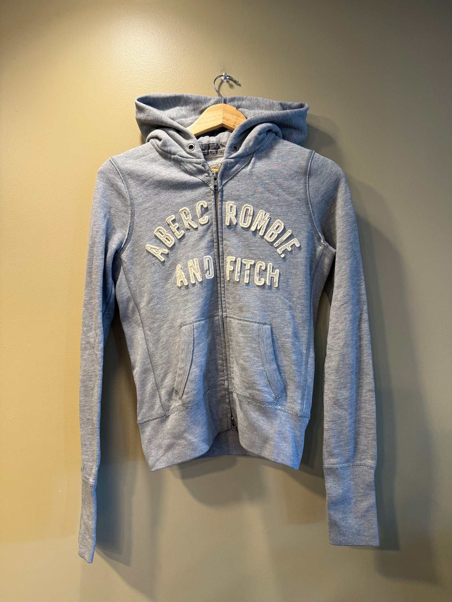 Vintage Abercrombie & Fitch Women’s Gray Zip-Up Hoodie Sweatshirt- M