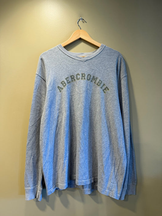 Vintage Y2K Abercrombie & Fitch Fitted Gray Long Sleeve T-Shirt - XL