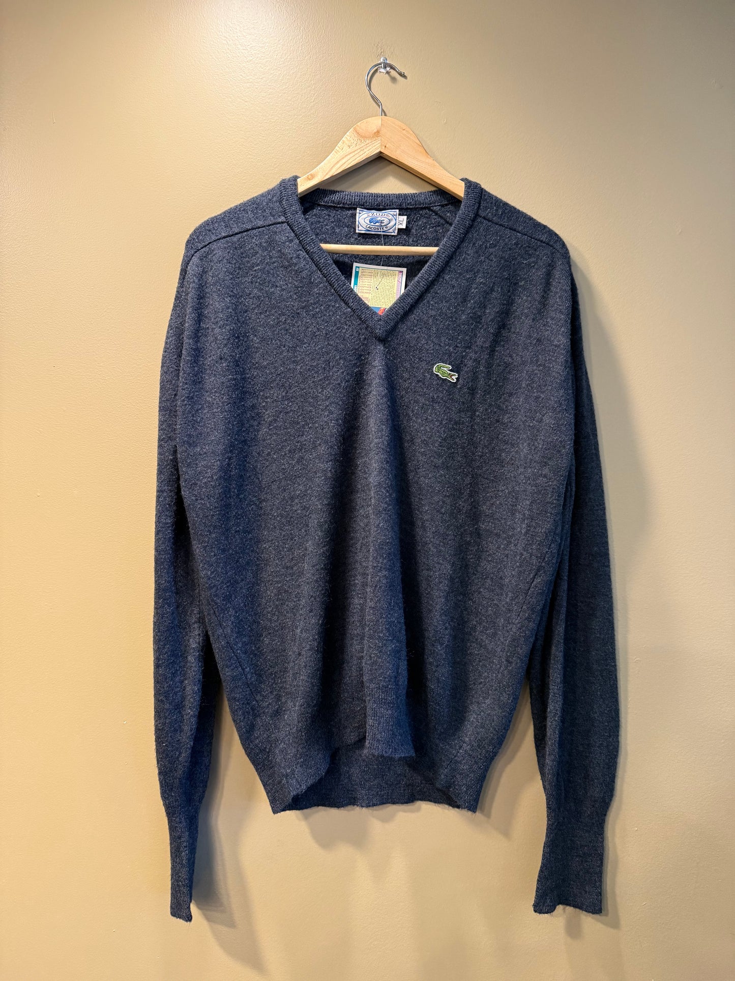 Vintage Izod Lacoste V-Neck Wool Sweater- XL