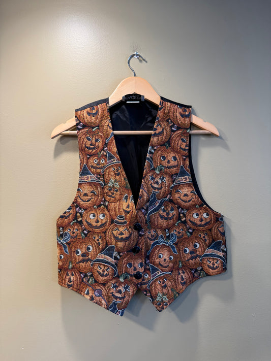 Vintage Halloween Pumpkin Vest- S