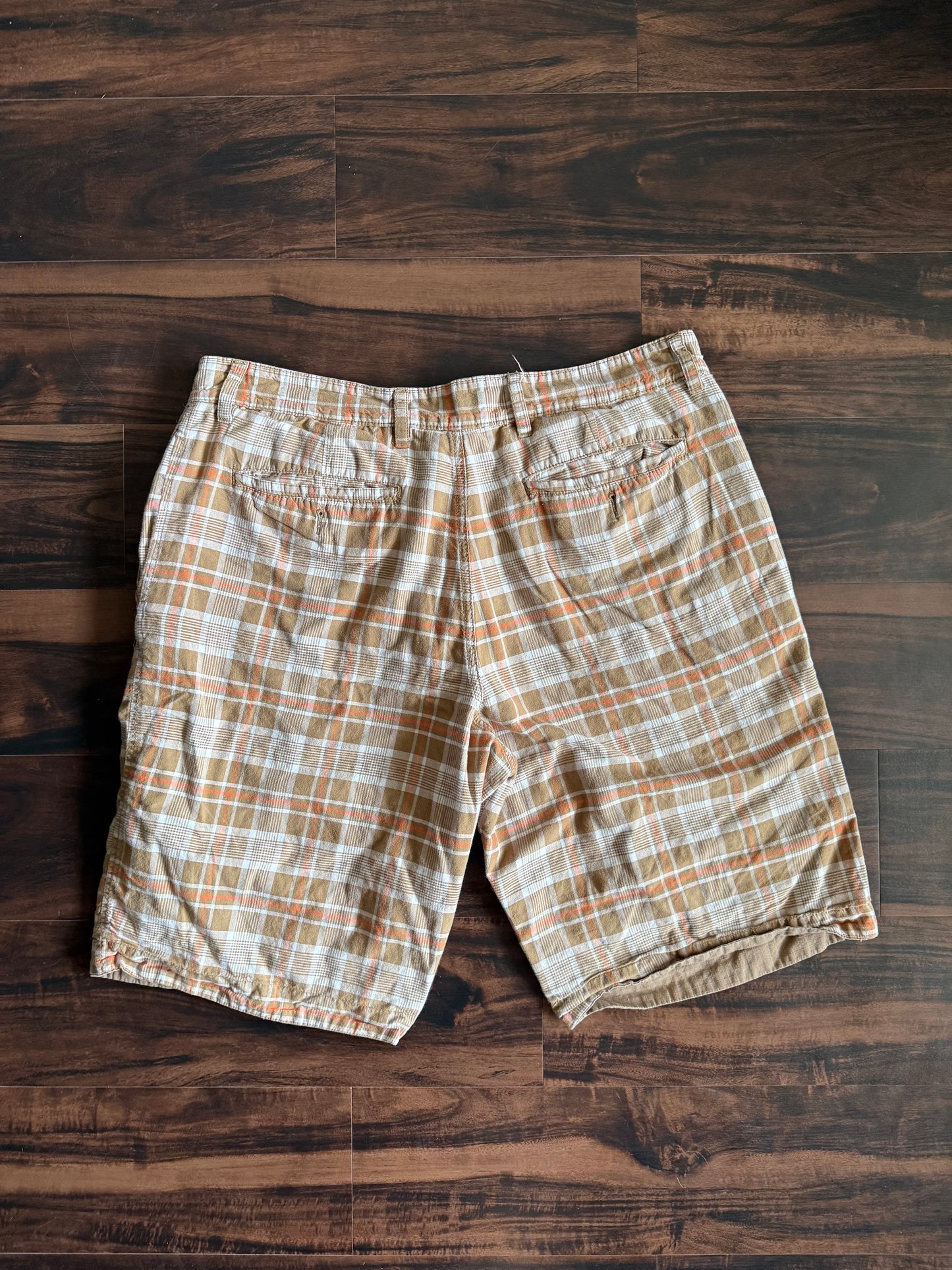 Vintage Reversible Orange & Brown Checkered Shorts- 36